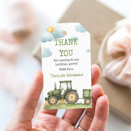 Modern Green Tractor 1st Birthday Party Cadeaulabel