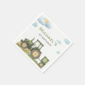 Modern Green Tractor 1st Birthday Party Servet (Hoek)
