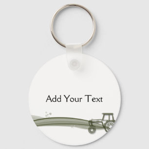 Modern Green Tractor Illustration Sleutelhanger