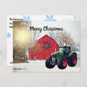  Modern Green Tractor in Barnyard kerst  Briefkaart (Voorkant / Achterkant)