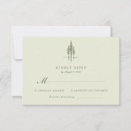 Modern Green Tree Forest rustieke bruiloft RSVP Kaartje