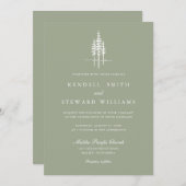 Modern Green Tree Forest rustieke bruiloft uitnodi Kaart (Voorkant / Achterkant)