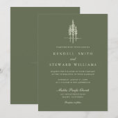 Modern Green Tree Forest rustieke bruiloft uitnodi Kaart (Voorkant / Achterkant)