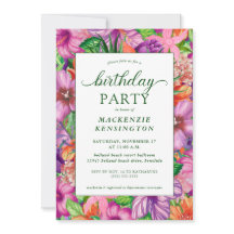Modern Green Tropical Floral Birthday Party