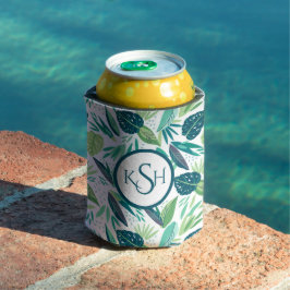 Modern Green Tropical Leafs Pattern Blikjeskoeler