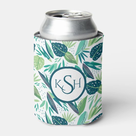 Modern Green Tropical Leafs Pattern Blikjeskoeler (Blikje Voorkant)