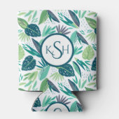 Modern Green Tropical Leafs Pattern Blikjeskoeler (Achterkant)