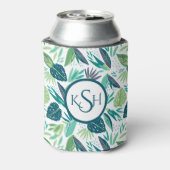 Modern Green Tropical Leafs Pattern Blikjeskoeler (Blikje Achterkant)