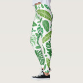Modern Green Tropical Leafs Pattern Leggings (Links)