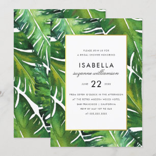 Modern Green Tropical Leaves Vrijgezellenfeest Kaart