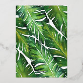 Modern Green Tropical Leaves Wedding Folie Uitnodiging (Achterkant)
