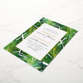 Modern Green Tropical Leaves Wedding Folie Uitnodiging (Gedraaid)