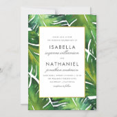 Modern Green Tropical Leaves Wedding Magnetische Uitnodiging (Voorkant)
