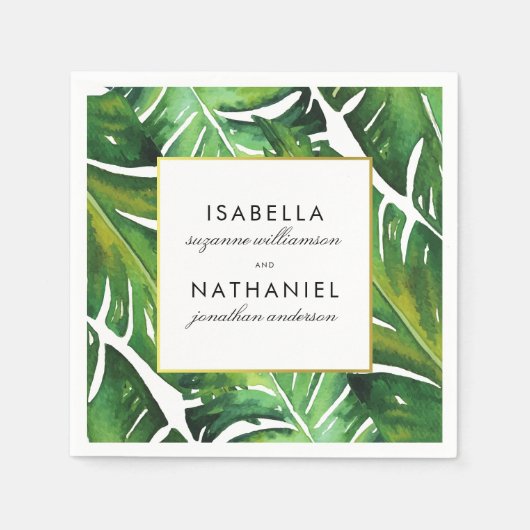 Modern Green Tropical Leaves Wedding Servet (Voorkant)