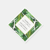 Modern Green Tropical Leaves Wedding Servet (Hoek)