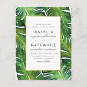 Modern Green Tropical Leaves Wedding Uitnodiging Briefkaart (Voorkant)