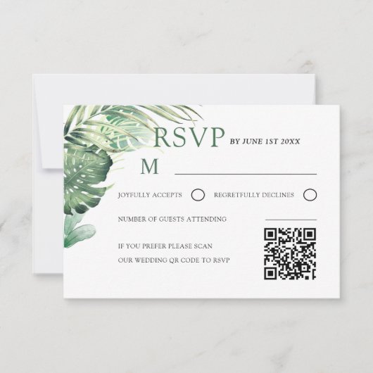 Modern Green Tropical RSVP Wedding  (Voorkant)