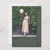 Modern Green Two Photo Graduation Party Invitation Kaart (Voorkant)