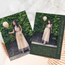 Modern Green Two Photo Graduation Party Invitation