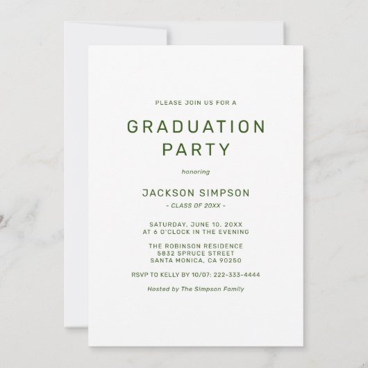 Modern Green Typography Photo Afstuderen Kaart (Achterkant)