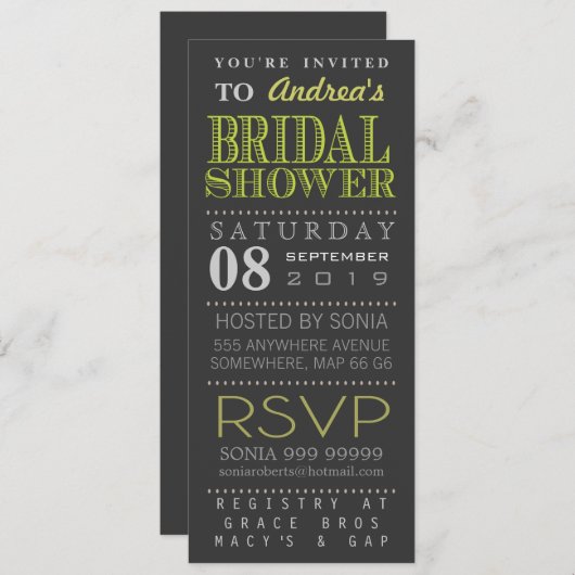 Modern Green Typography Vrijgezellenfeest Long Kaart (Voorkant / Achterkant)