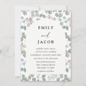 Modern Green Watercolor Eucalyptus Wedding Kaart (Voorkant)