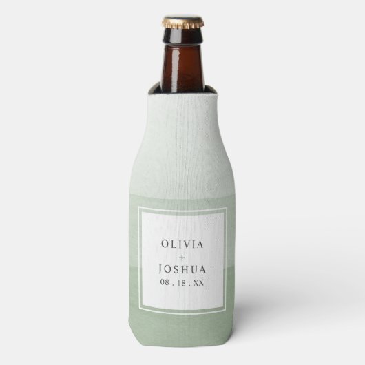 Modern Green Wedding Flesjeskoeler (Fles Voorkant)