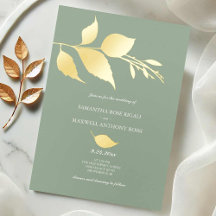 Modern Green Wedding Folie Uitnodiging