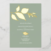 Modern Green Wedding Folie Uitnodiging (Voorkant)