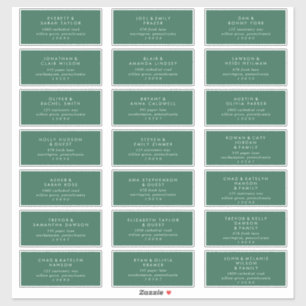 Modern Green Wedding Guest Adresetiketten Sticker
