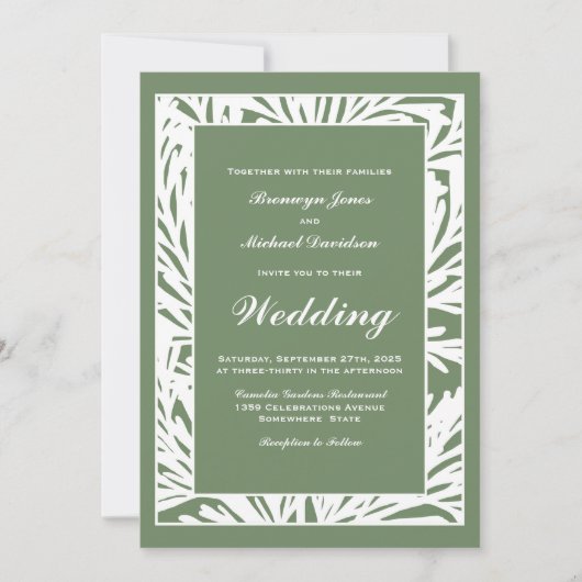 Modern Green Wedding Kaart (Voorkant)