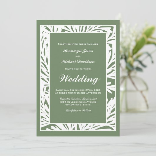 Modern Green Wedding Kaart (Staand voorkant)