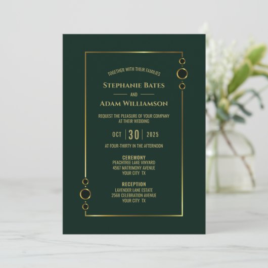 Modern Green Wedding Kaart (Staand voorkant)