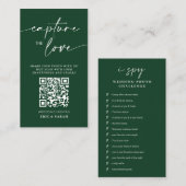 Modern Green Wedding Leg de liefde QR Code Informatiekaartje (Voorkant / Achterkant)