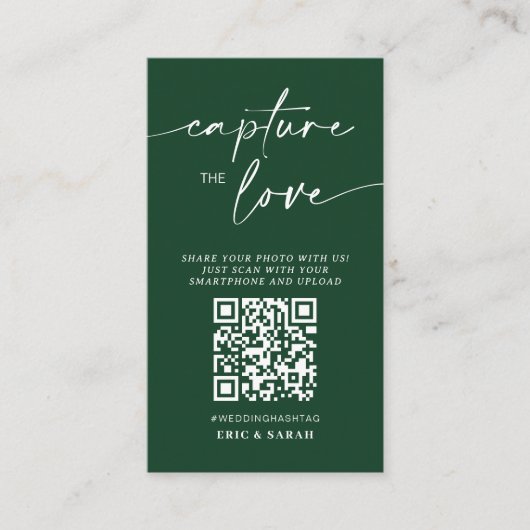 Modern Green Wedding Leg de liefde QR Code Informatiekaartje (Voorkant)