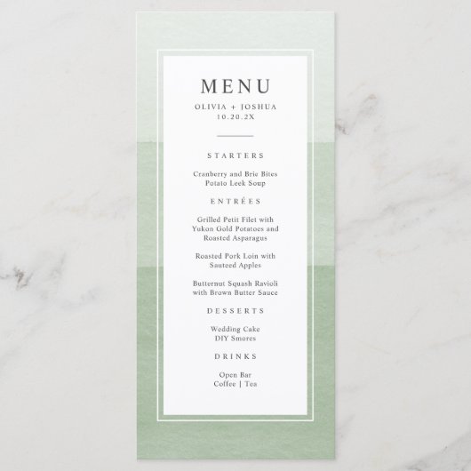 Modern Green Wedding Menu (Voorkant)