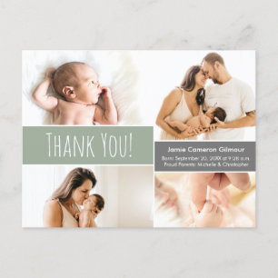Modern Green Welcome Home Baby Baby Foto Collage T Aankondigingskaart