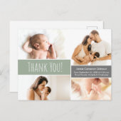 Modern Green Welcome Home Baby Baby Foto Collage T Aankondigingskaart (Voorkant / Achterkant)