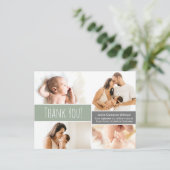 Modern Green Welcome Home Baby Baby Foto Collage T Aankondigingskaart (Staand voorkant)