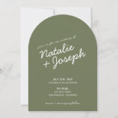 Modern Green Whimsical Summer Photo Wedding Arched Kaart (Voorkant)