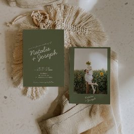 Modern Green Whimsical Summer Photo Wedding Kaart