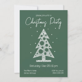 Modern Green & White Christmas Party Invitation Feestdagenkaart