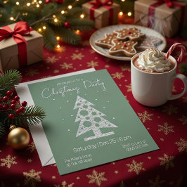 Modern Green & White Christmas Party Invitation Feestdagenkaart