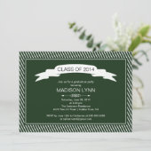 Modern Green White Graduation Party Invitation Kaart (Staand voorkant)