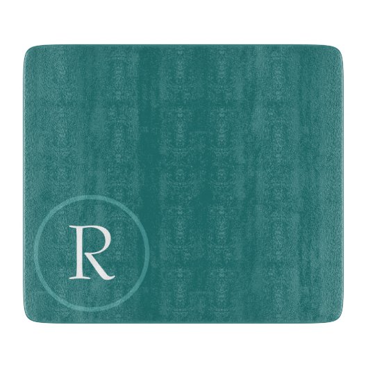 modern Green &White Monogram Cutting Board Snijplank (Voorkant)