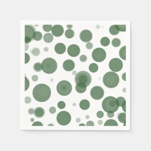 Modern Green & White Polka Dot Bubbles Party Servet