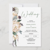 Modern Green White Protea Wedding Invitation Kaart (Voorkant)