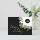 Modern Green Wreath Black Corporate Prettige feest Feestdagenkaart (Staand voorkant)