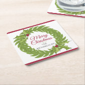 Modern Green Wreath Merry Christmas Personalized Kartonnen Onderzetters (Schuin)