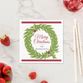 Modern Green Wreath Merry Christmas Personalized Servet (Insitu)